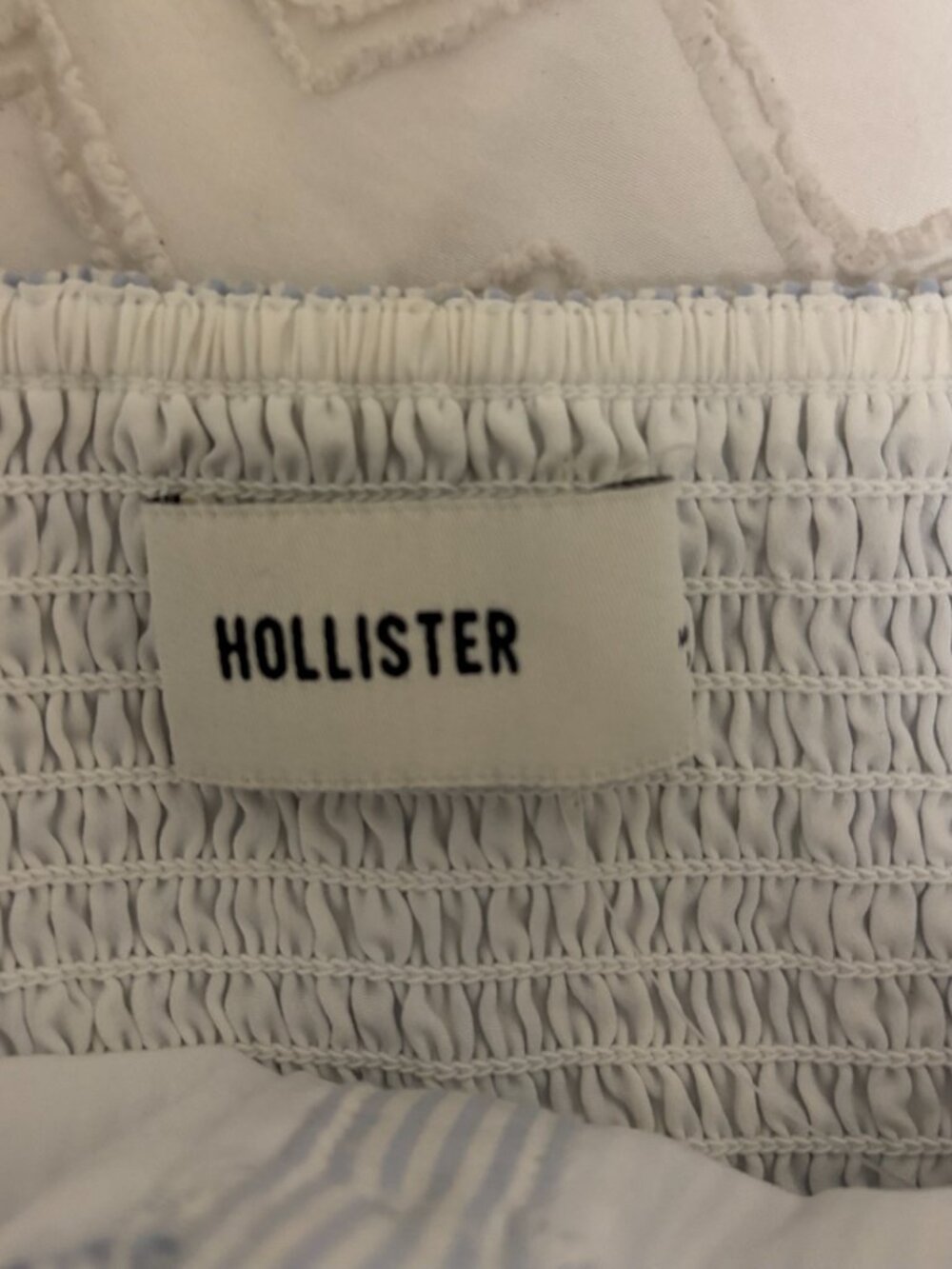 Hollister Blue White Stripe Cap Sleeve Smocked Peplum Blouse NWT M - Picture 4 of 11